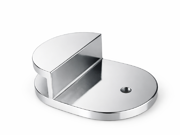 Glass Shelf Bracket - Round 50mm x 69mm x 18mm with Vertical Leg - Polished Chrome